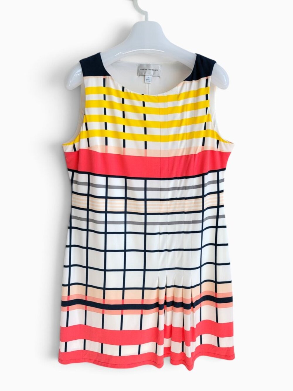Donna Morgan 14 Geometric Windowpane Colorblock Shift Dress Mod Retro